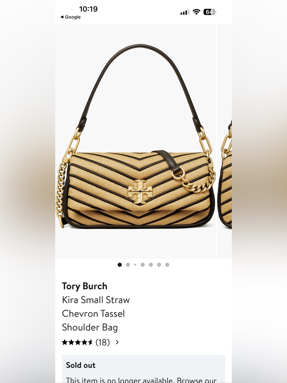 Tory Burch Chevron Straw Shoulder Bag in Natural and Black